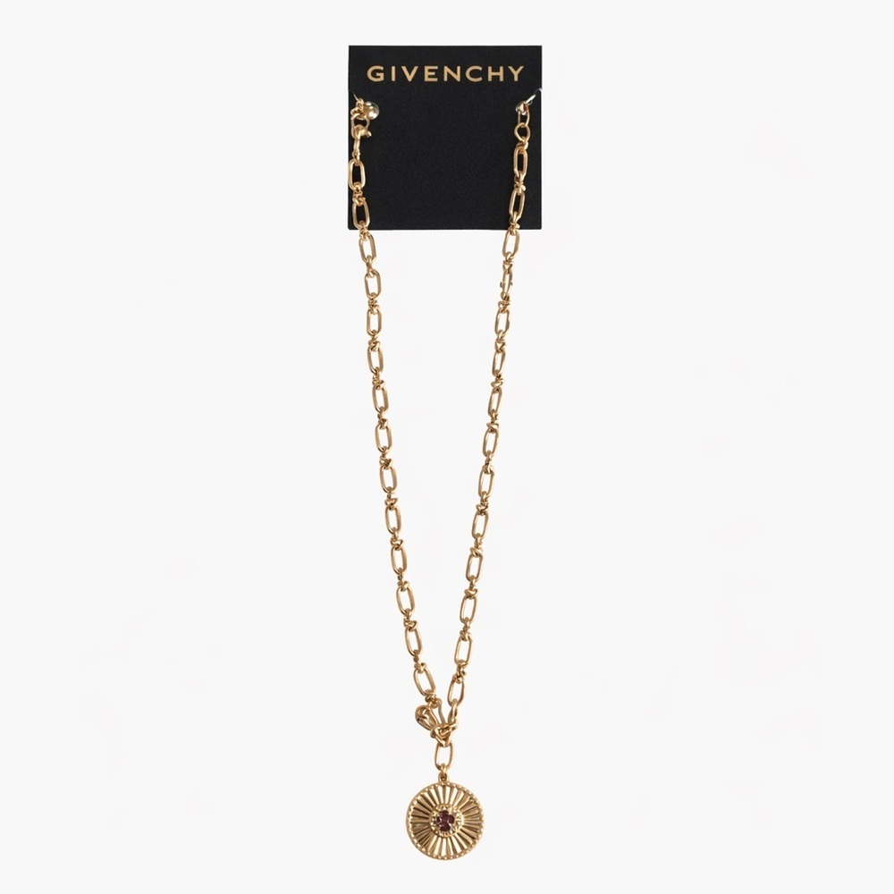 Givenchy Gold Ruby and Diamond Pendant Necklace